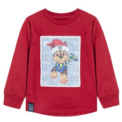 Cool Club, Bluza subtire pentru baieti, rosu, paiete duble, imprimeu Paw Patrol