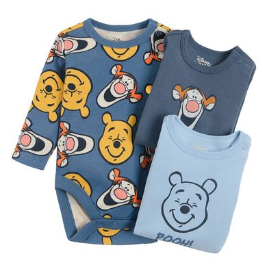 Cool Club, Body cu maneca lunga pentru baieti, albastru, bleumarin, imprimeu Winnie the Pooh, set, 3 buc.