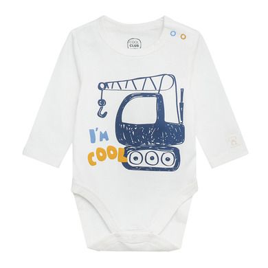 Cool Club, Body cu maneca lunga pentru baieti, ecru, imprimeu I'm cool