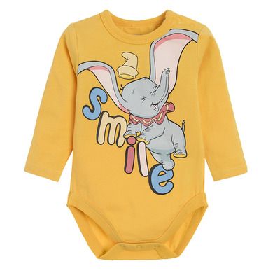 Cool Club, Body cu maneca lunga pentru baieti, galben, imprimeu Dumbo