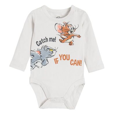 Cool Club, Body cu maneca lunga pentru baieti, gri, imprimeu Tom & Jerry