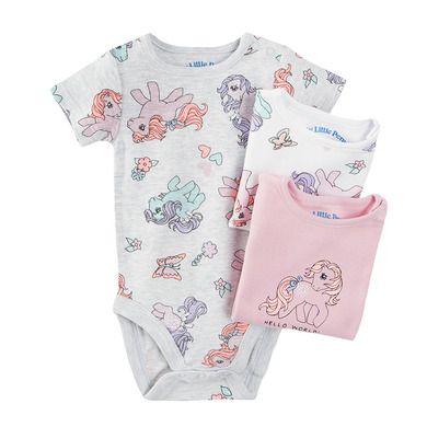 Cool Club, Body cu maneca scurta pentru fete, mix de culori, imprimeu My Little Pony, set 3 buc.