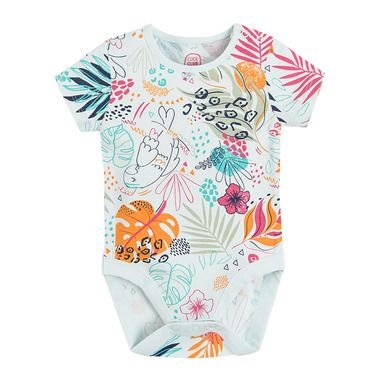 Cool Club, Body cu maneca scurta pentru fete, verde-menta, imprimeu flori