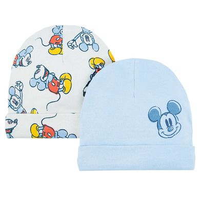 Cool Club, Caciula pentru baieti, gri, albastru, imprimeu Mickey Mouse, set 2 buc.
