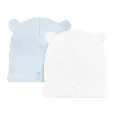 Cool Club, Caciuli din bumbac organic pentru baieti, culoare albastru deschis si alb, set 2 buc.