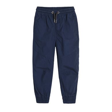 Cool Club, Pantaloni din material textil pentru baieti, bleumarin, imprimeu Let's go