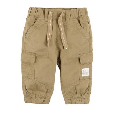 Cool Club, Pantaloni din material textil pentru baieti, kaki, cu buzunare, mini traveler