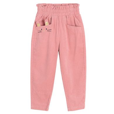 Cool Club, Pantaloni reiati din material textil pentru fete, roz, imprimeu iepuras