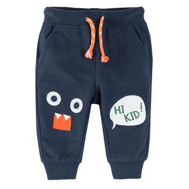 Cool Club, Pantaloni trening pentru baieti, bleumarin, imprimeu Hi kid!