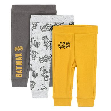 Cool Club, Pantaloni trening pentru baieti, galben, gri, imprimeu Batman, set 3 buc.