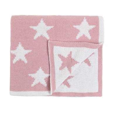 Cool Club, Patura fetite, culoare roz si alb, imprimeu stelute, 75-100 cm