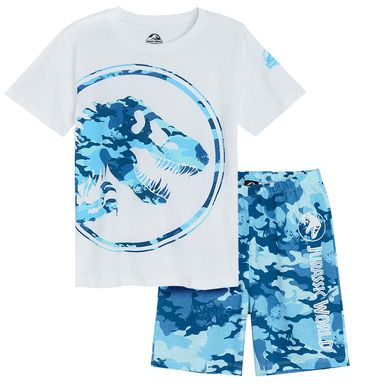 Cool Club, Pijama pentru baieti, alb-albastru, imprimeu Jurassic World