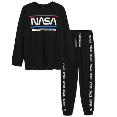 Cool Club, Pijama pentru baieti, negru, imprimeu NASA