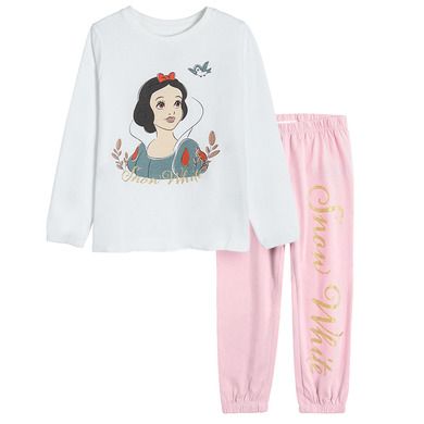 Cool Club, Pijama pentru fete, alb-roz, imprimeu Alba ca Zapada, Printese Disney
