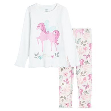 Cool Club, Pijama pentru fete, ecru, imprimeu unicorn