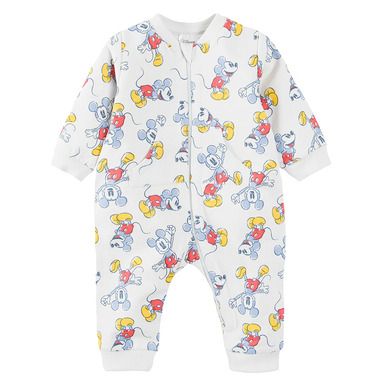 Cool Club, Pijama tip salopeta pentru baieti, gri deschis, imprimeu Mickey Mouse