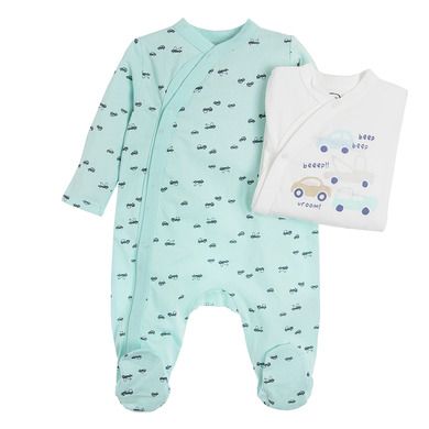 Cool Club, Pijama tip salopeta pentru baieti, mix de culori, imprimeu masinute, set 2 buc.