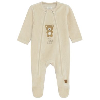 Cool Club, Pijama tip salopeta pentru bebelusi, bumbac organic, bej