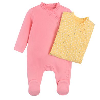 Cool Club, Pijama tip salopeta pentru fete, galben, roz, set, 2 buc.