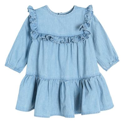 Cool Club, Rochie cu maneca lunga si volanase pentru fete, denim
