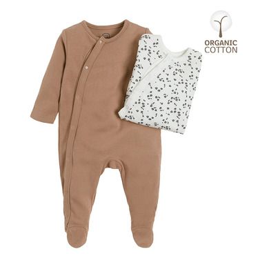 Cool Club, Salopeta din bumbac organic pentru fetite, mix de culori, imprimeu leopard, set 2 buc.