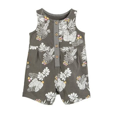 Cool Club, Salopeta Rompers pentru fete, negru-grafit, imprimeu flori