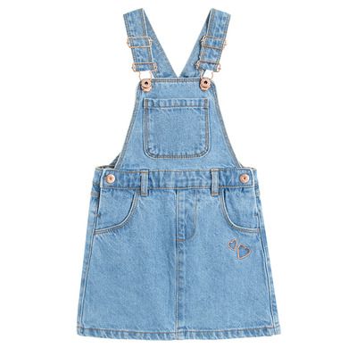 Cool Club, Sarafan de blugi pentru fete, denim, imprimeu inimioare