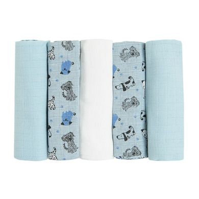 Cool Club, Scutec textil din finet pentru bebelusi, albastru, alb, 70-70 cm, set 5 buc.