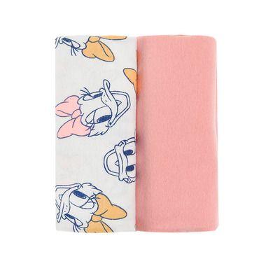 Cool Club, Scutece din bumbac flanel pentru fete, alb, roz, imprimeu Daisy, 70-70 cm, set 2 buc.