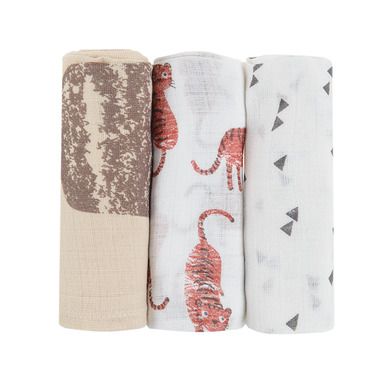 Cool Club, Scutece textile din finet pentru baieti, ecru, imprimeu animalute, 70-70 cm, set 3 buc.