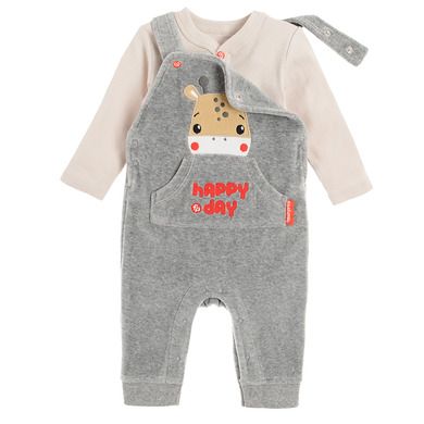 Cool Club, Set pentru baieti, Body cu maneca lunga, Salopeta, gri-bej, Fisher-Price