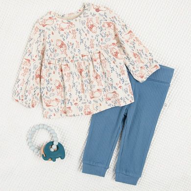 Cool Club, Set pentru fete, Bluza cu maneca lunga, Colanti, ecru, albastru, imprimeu Winnie the Pooh