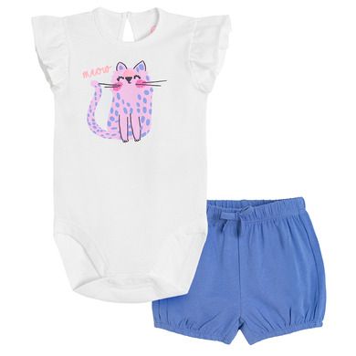 Cool Club, Set pentru fete, Body cu maneca scurta, Pantaloni scurti, alb, violet
