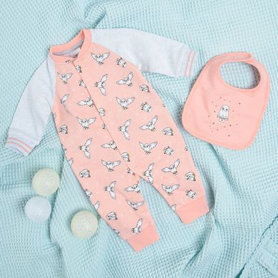 Cool Club, Set pentru fete, pijama tip salopeta, baveta, gri-roz, imprimeu Harry Potter