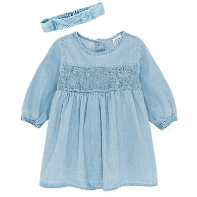 Cool Club, Set pentru fete, rochie cu maneca lunga, bentita, denim