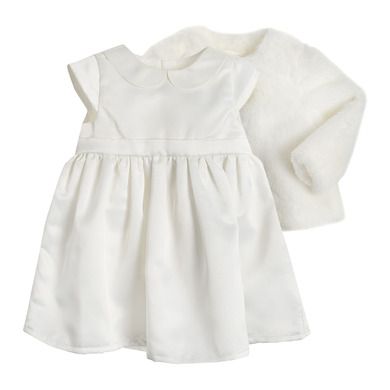 Cool Club, Set pentru fetite, geaca din blanita si rochie, culoare alb