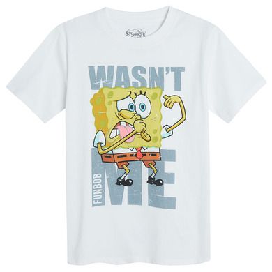 Cool Club, Tricou pentru baieti, alb, imprimeu SpongeBob
