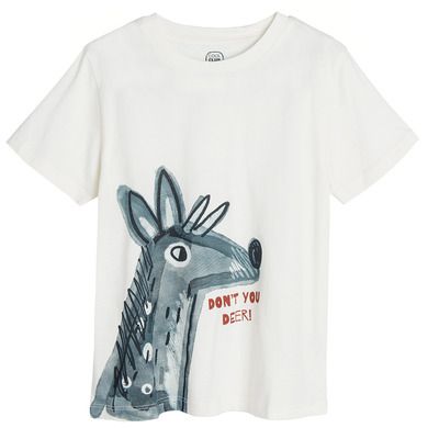 Cool Club, Tricou pentru baieti, ecru, imprimeu cerb, Don't you deer
