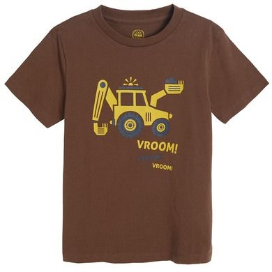 Cool Club, Tricou pentru baieti, maro, imprimeu excavator, Vroom