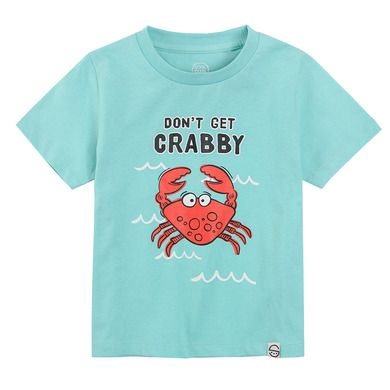 Cool Club, Tricou pentru baieti, turcoaz, imprimeu Don't get crabby
