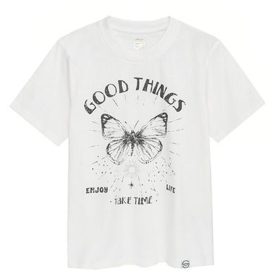 Cool Club, Tricou pentru fete, ecru, imprimeu fluture, Good things