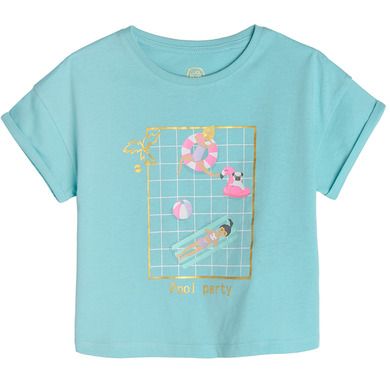 Cool Club, Tricou pentru fete, turcoaz, imprimeu Pool party