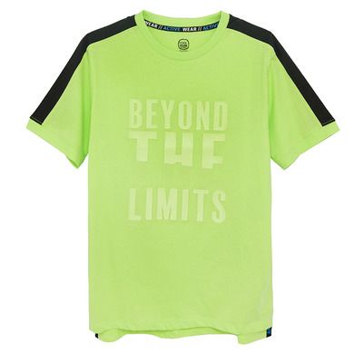 Cool Club, Tricou sport pentru baieti, galben-verde, imprimeu Beyond the limits
