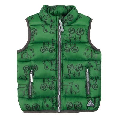 Cool Club, Vesta pentru baieti, verde, imprimeu excavatoare