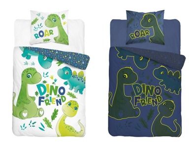 Dinozaur Fluo, set lenjerie de pat single, 160-200 cm