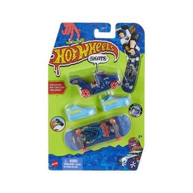 Hot Wheels, Skate Collector Pack, skateboard, pantofi si masina, Bat Blast + Rig Storm
