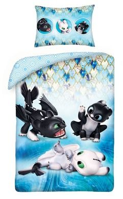 How To Train Your Dragon, set lenjerie de pat single, 100-135 cm + 40-60 cm