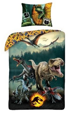 Jurassic World Dominium, set lenjerie de pat single, 140-200 cm