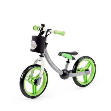 Kinderkraft, 2Way Next, bicicleta fara pedale cu accesorii, verde-gri