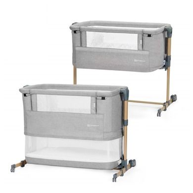 Kinderkraft, Side2Bed, patut suplimentar 3 in 1, Grey Light Melange, Full Wood